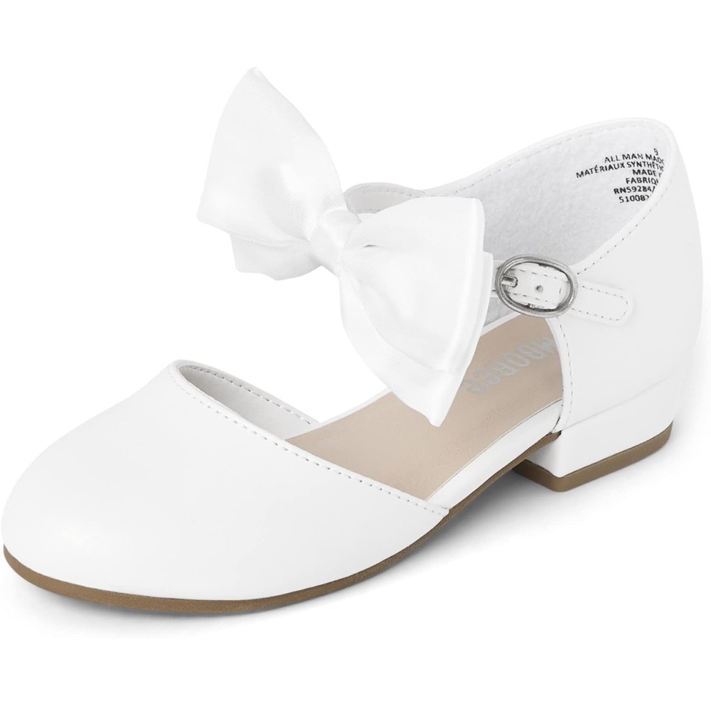 Gymboree,Girls,and Toddler Dressy Ballet Flat Elegant White Kids Shoes with Bow